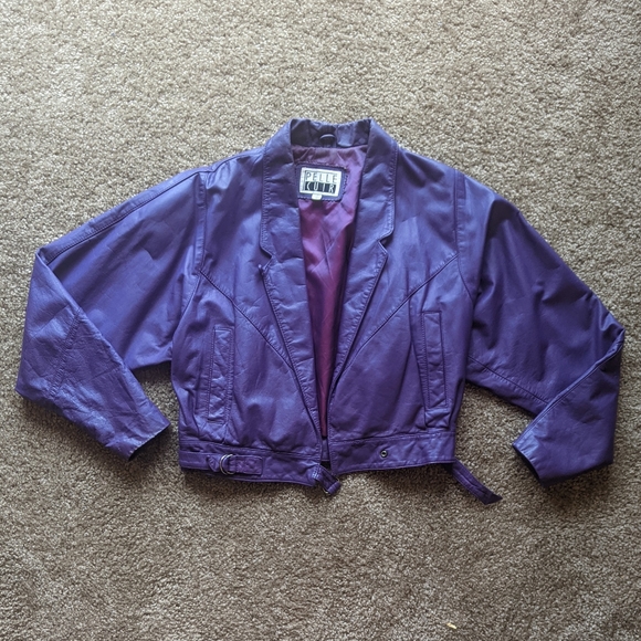 Vintage | Jackets u0026 Coats | Vintage 8s Purple Leather Jacket Cropped  Batwing M | Poshmark